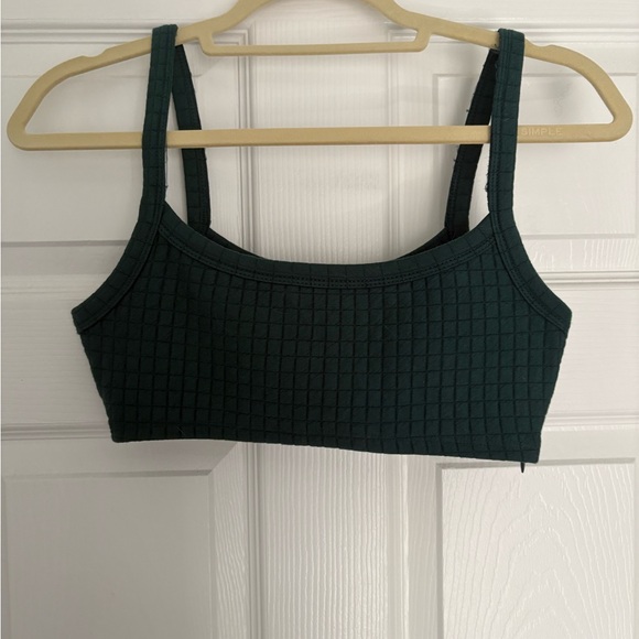 Princess Polly Tops - Princess Polly Dark Green Textured Square-Neck Crop Top